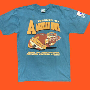 Toronto 1997 Vintage NFL American Bowl Blue Orange T-Shirt Men's Med NWOT